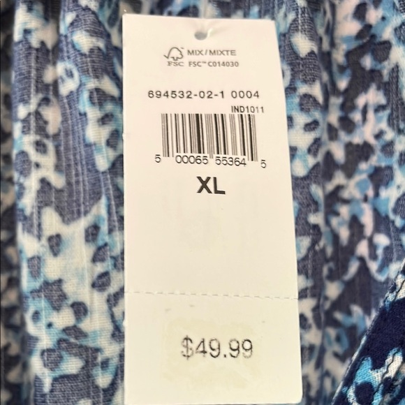 GAP Blue and White 3/4 Sleeve Relaxed Blouse - Picture 4 of 9